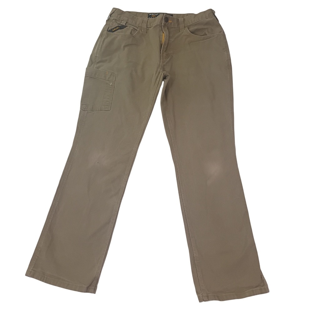 Ariat Rebar M4 Relaxed Straight‎ Work Pants Mens 33x32 Field Khaki Canvas